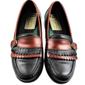 J. Murphy by Johnston & Murphy Black and Brown Kiltie Loafers Women's Size 8